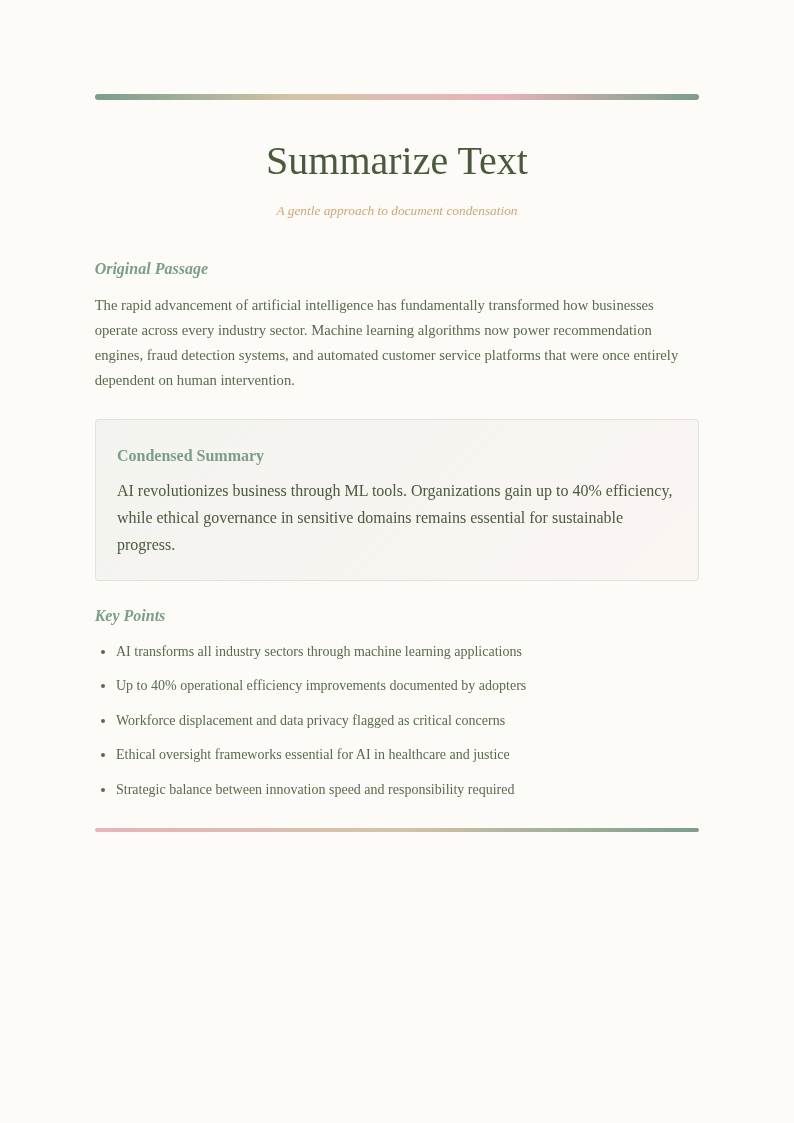 Watercolor soft summarize text